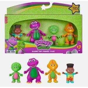Barney's World Hey Friends Pack Set 4 Toy Figures JHB26 Mattel Fisher Price NIB